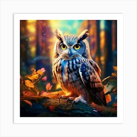 Firefly Magical Owl Perched In Dreamlike Tranquil Setting 49824 (2) Art Print