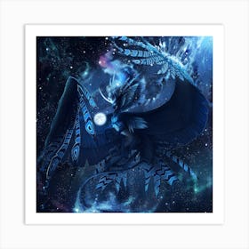 Blue Dragon In Space Art Print