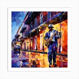 Saxophone Player In New Orleans 1 Art Print