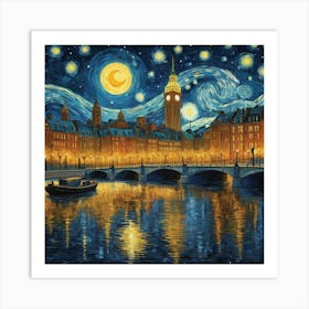 New york City Skyline At Starry Night Van Gogh Painting Pop Culture Art Print