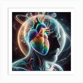 Man With Heart In Space Art Print