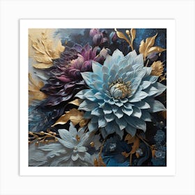 Blue dahlia 1 Art Print