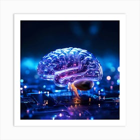 Brain On A Circuit Board Art Print