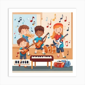 Children Playing Music 1 Art Print