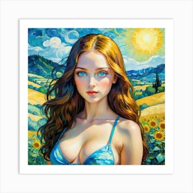 Sunflower Girl jgfh Art Print