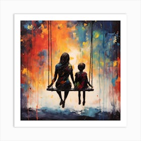 Mother And Child On Swing 3 Art Print