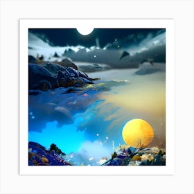 Moonlit sunrise Art Print