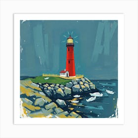 Lighthouse At Night 6 Art Print