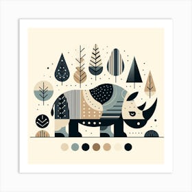 Scandinavian style, Rhino 2 Art Print