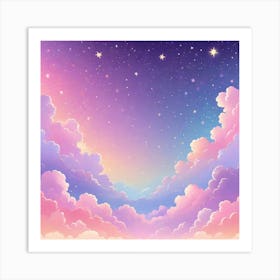 Sky With Twinkling Stars In Pastel Colors Square Composition 142 Art Print