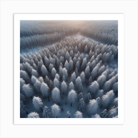 Winter Forest With Visible Horizon And Stars From Above Drone View Perfect Composition Beautiful (3) Art Print