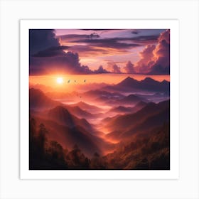 Sunrise from the mountain 9 Art Print