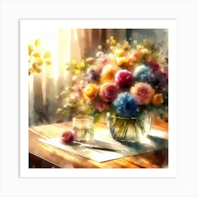 Watercolor Of Flowers Art Print