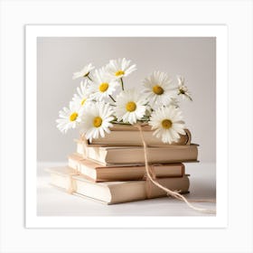 Daisies On Books Art Print