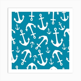 Blue Sea Anchors Art Print