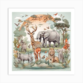 Wild Animals In The Wild Art Print