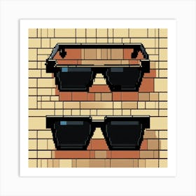 Pixel Art Of A Black Off White Sunglass From The F (2) Art Print