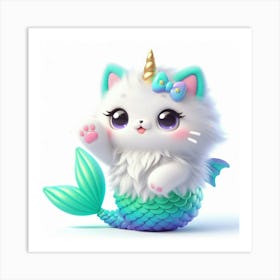 Mermaid Caticorn 10 Art Print