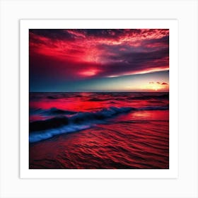 Sunset Over The Ocean 64 Art Print