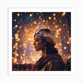 Portrait Of A Woman At Night( pharaoh and ancient Egyptian )  Art Print