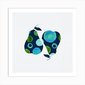 Pears Blue Green Circles Silhouette Art Print