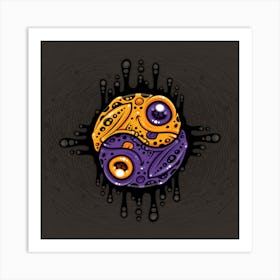 Vibrant Purple and Gold Poison Dart Frog Yin Yang Art Print