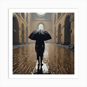 Man With An Umbrella Art Print