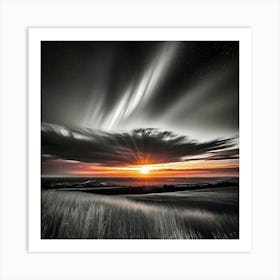 Sunset Over A Field Art Print