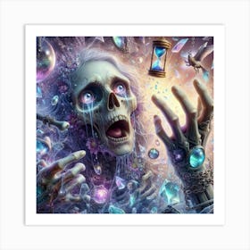 Skeleton And Crystals Art Print