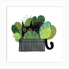 Cat In A Pot Art Print