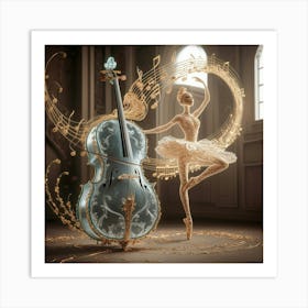 Ballet Dancer And Cello Art Print