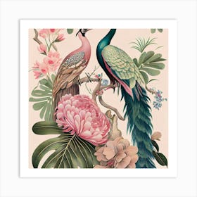 Two Peacocks 1 Art Print