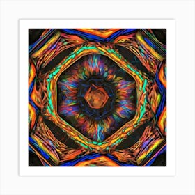 Octagonal Fractal Patternradiant Multicolour Luminousneon By Jacob Lawrence And Francis Picab 874331878 (2) Art Print