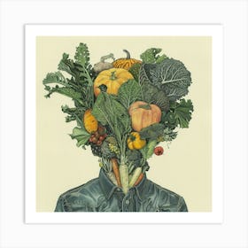 Head Full Of Vegetables Art Print