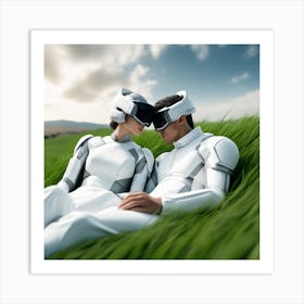 Couple In Vr Headsets Art Print