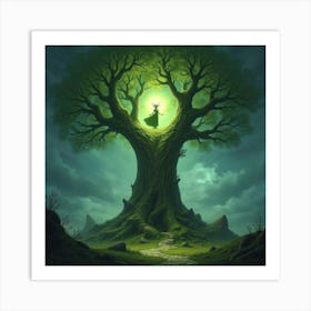 A Powerful Guardian Spirit Emerging From A Sacred, Ancient Tree 1 Art Print