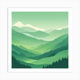 Misty mountains background in green tone 21 Art Print