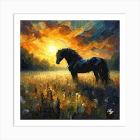 Black Stallion Abstract Oil Texture 2 Art Print