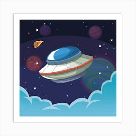 Ufo In Space Art Print