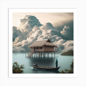 Hut Clouds Art Print