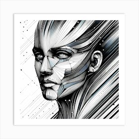 Head - Abstract Line Art Illustration 208 Art Print