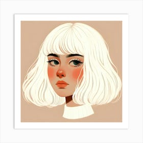 Sexy Short White Hair Girl Art Print