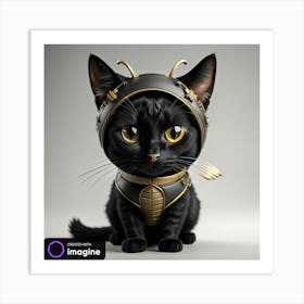 Black Cat In Beetle Costume Art Print