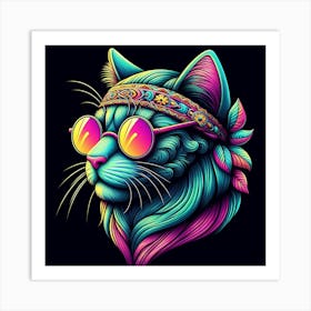 Hippie Cat 1 Art Print