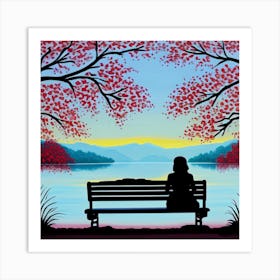 Bench By The Lake Art Print