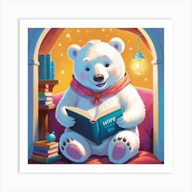 Polar Bear Reading A Book 1 Art Print