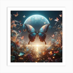 Butterfly In The Moonlight 1 Art Print