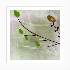 Bird Perched On Branch Art Print