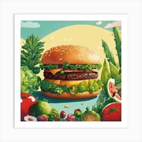 Burger With Vegetables Art Print