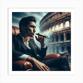 Man Smoking A Cigar In Rome Art Print